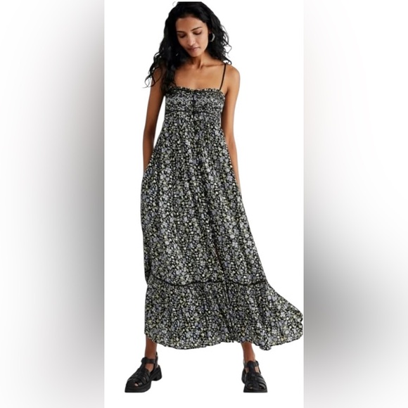 Free People Dresses & Skirts - Free People - Molly Jo Boho Colorful Floral Back Cutout Midi Dress Size XL
